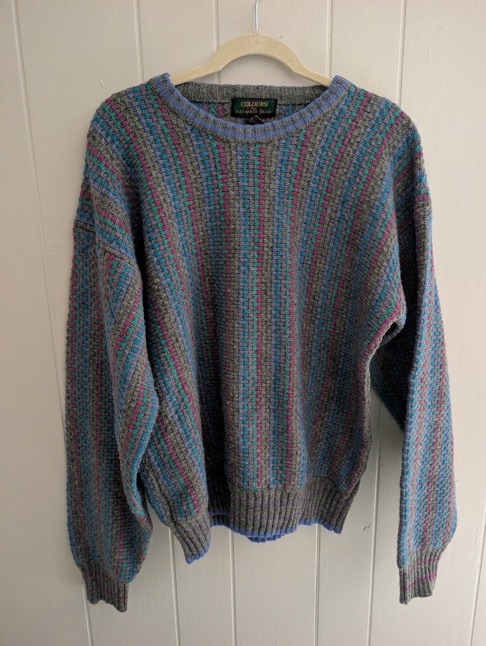 Vintage Colours By Alexander Julian Multicolor 100% Shetland Wool Sweater